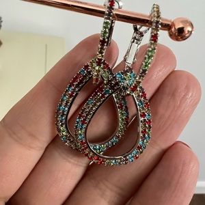 Sparkly multicolor earrings.